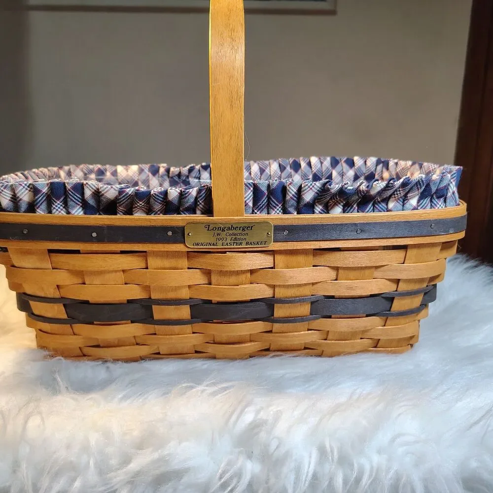 VTG Longaberger JW Collection Easter Basket 1993 Edition Liner Protector EUC